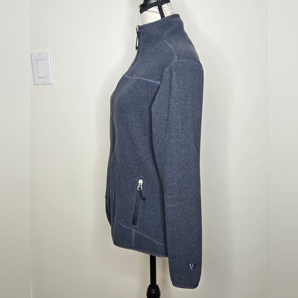 White Sierra Slate Blue Gray Long Sleeve Fleece Zip-Up Jacket Zippered Pockets - Picture 2 of 7